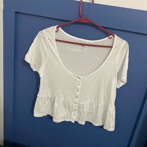 White Button Up Crop Top